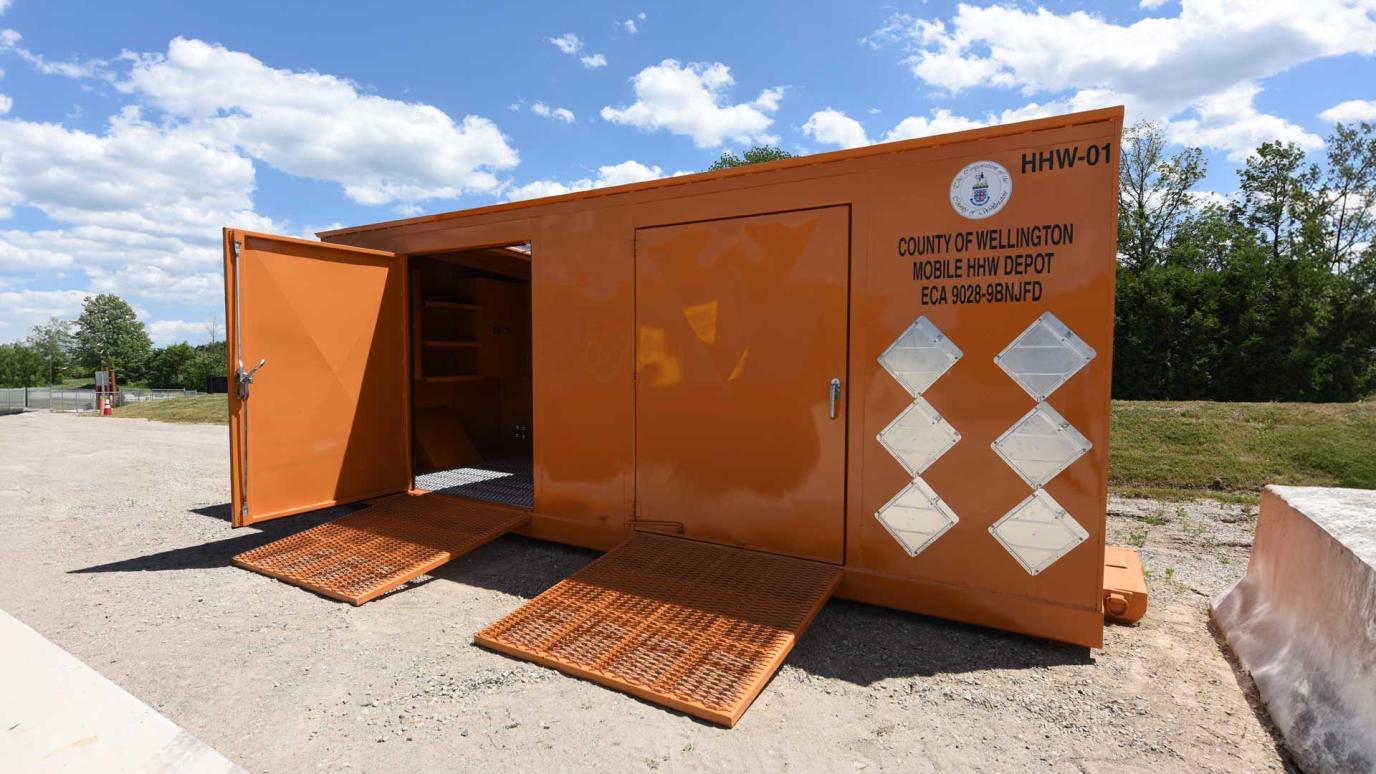 Mobile Household Hazordous Waste orange trailer