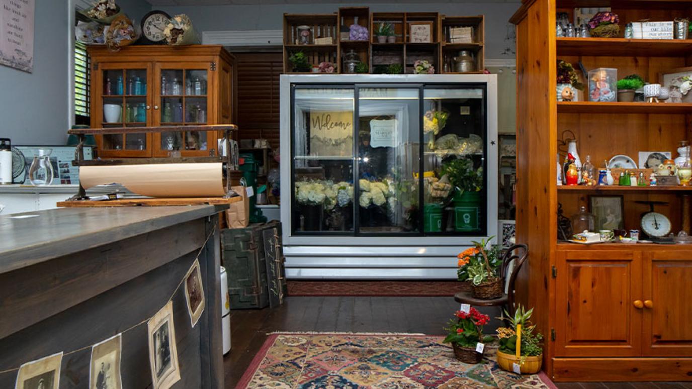 Inside of a flower shop