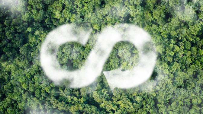 Circular economy icon. The concept of eternity, endless and unlimited. circular economy for future growth of nature and environment sustainable.
