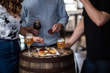 People served with beer and snacks