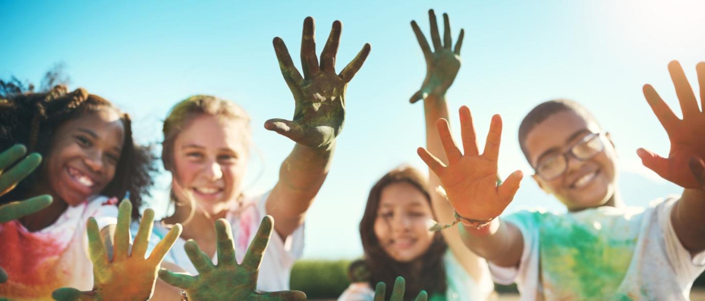 kids showing off their messy hands