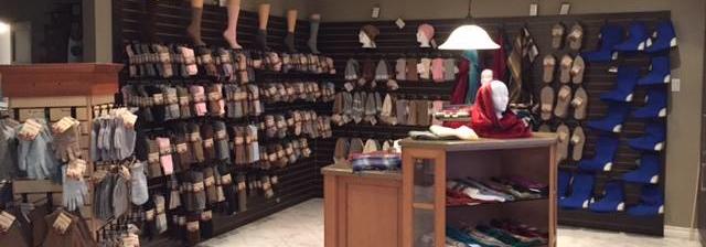alpaca products displayed on wall