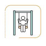 A graphic of a child swinging on a swingset